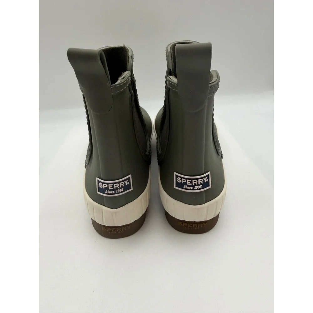Sperry Torrent Chelsea Boots, Women's 6, Olive Waterproof Rubber Rain, NEW/DEF.